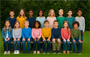 1 photo de classe « on se tient bien » 15 x 23cm